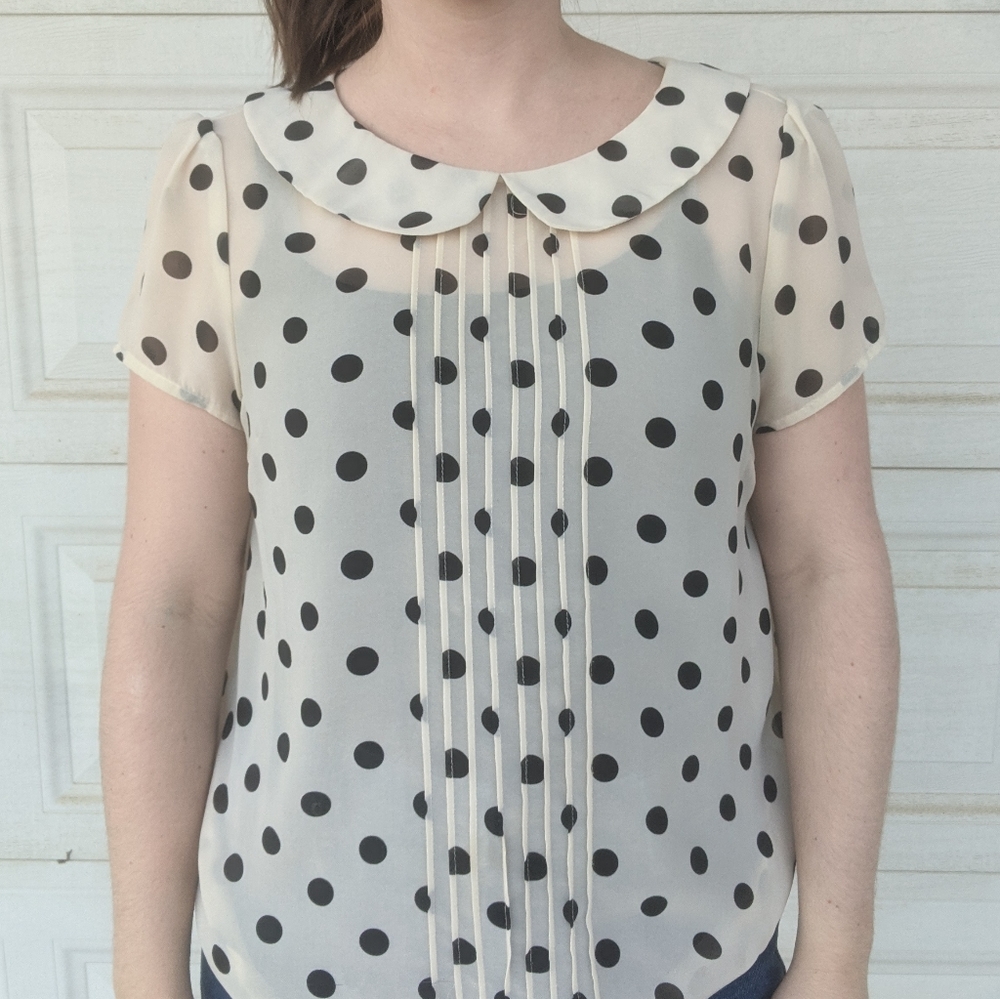 Polka dot collared top